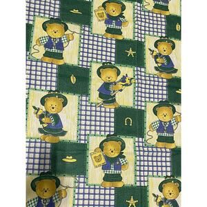 Cowboy Teddy Bears, Bedsheet, 59x45", Western Style, Cute Characters,